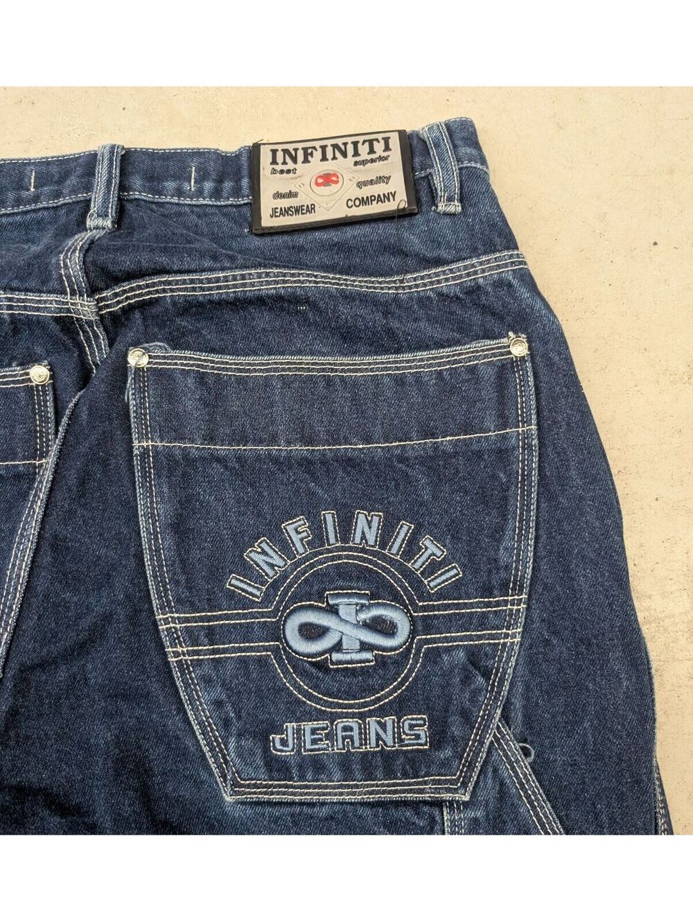 Vintage 90s Infiniti Jeans Company Carpenter Dark Blue Jeans - Picture 3 of 8